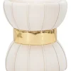 Hocker "Flower" in Weiß/ Gold - (H)44 x Ø 40 cm