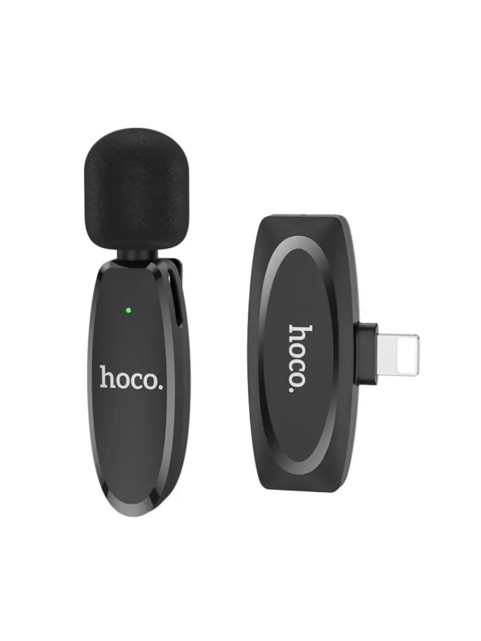 HOCO drahtloses Lavaliermikrofon für iPhone 8-pin iPhone-Anschluss in schwarz