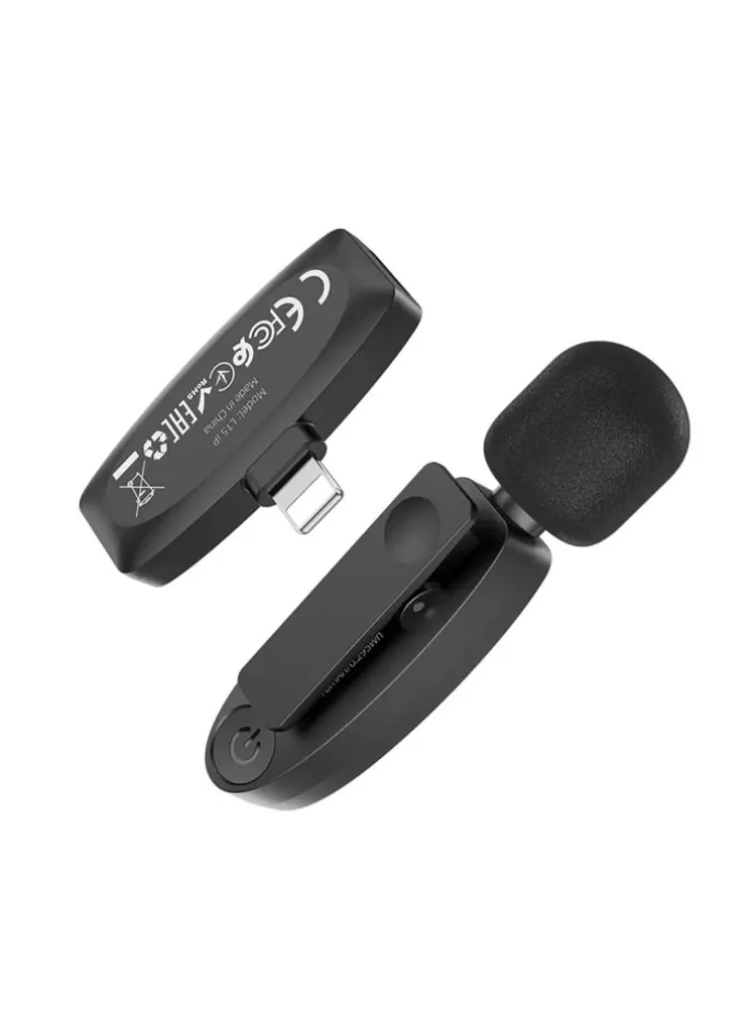 HOCO drahtloses Lavaliermikrofon für iPhone 8-pin iPhone-Anschluss in schwarz