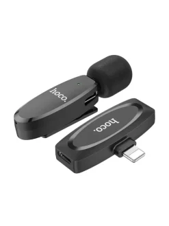 HOCO drahtloses Lavaliermikrofon für iPhone 8-pin iPhone-Anschluss in schwarz