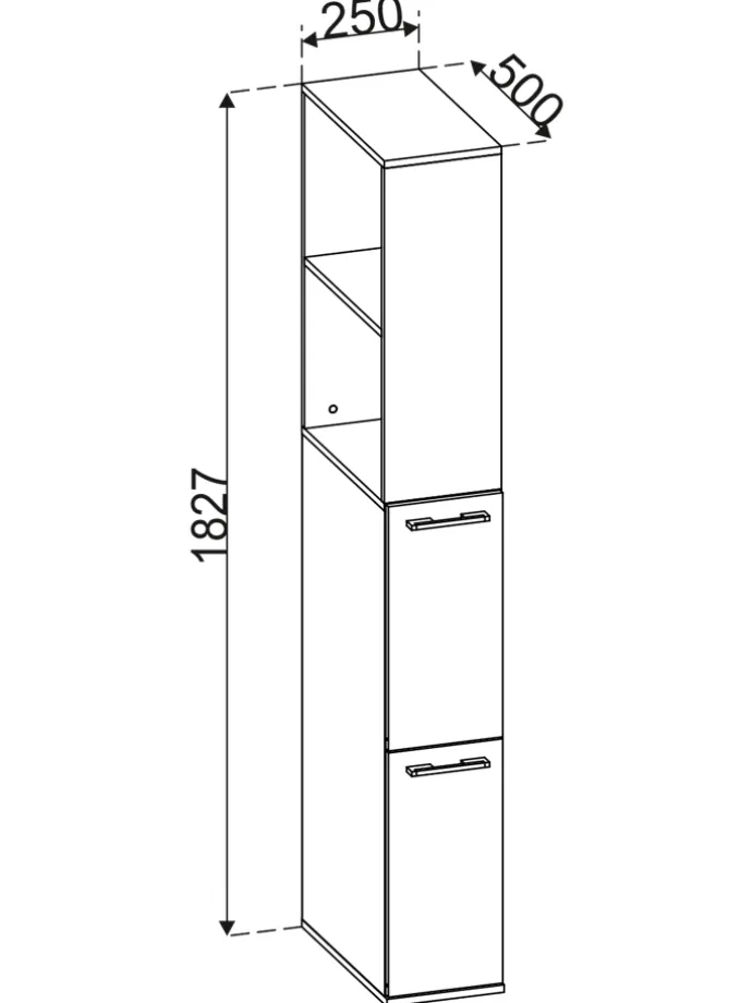 Holz Badmöbel Nischenschrank Schublade Sadilo XL in Honig-Eiche