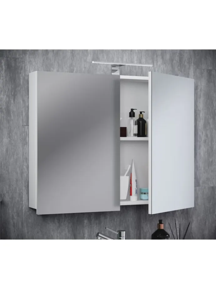 Holz Badmöbel Spiegelschrank Spiegel Badinos 80 cm in Weiß