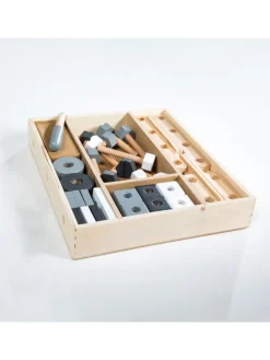 Holzbaukasten 48-tlg. Kinder-Werkzeugkiste Spielzeug ab 3 Jahren