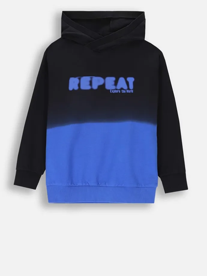 Hoodie in Schwarz/ Blau