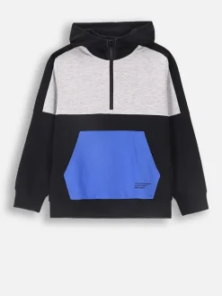 Hoodie in Schwarz/ Grau/ Blau