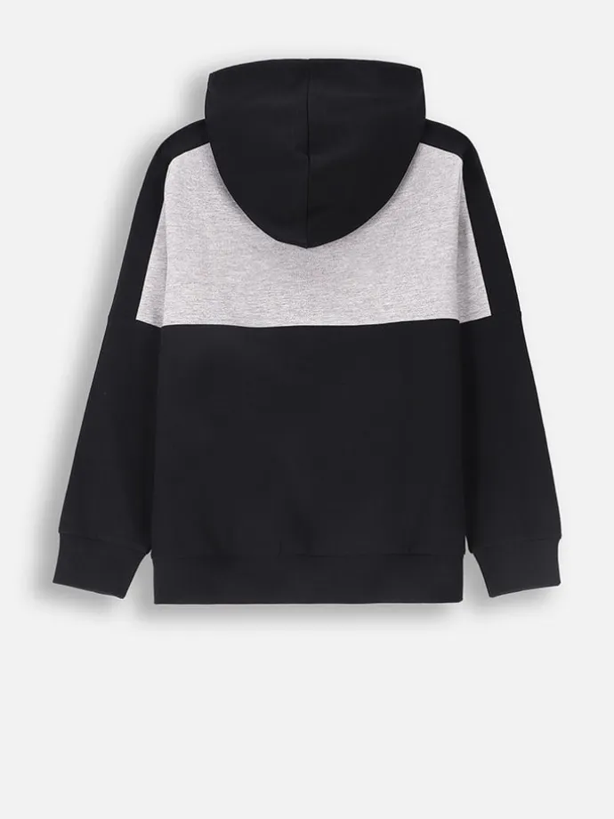 Hoodie in Schwarz/ Grau/ Blau