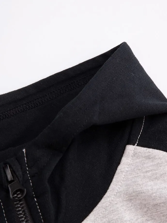 Hoodie in Schwarz/ Grau/ Blau