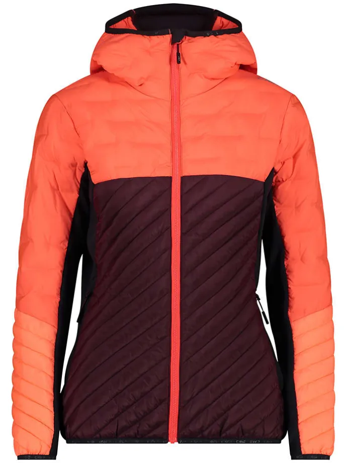 Hybridjacke in Orange/ Bordeaux