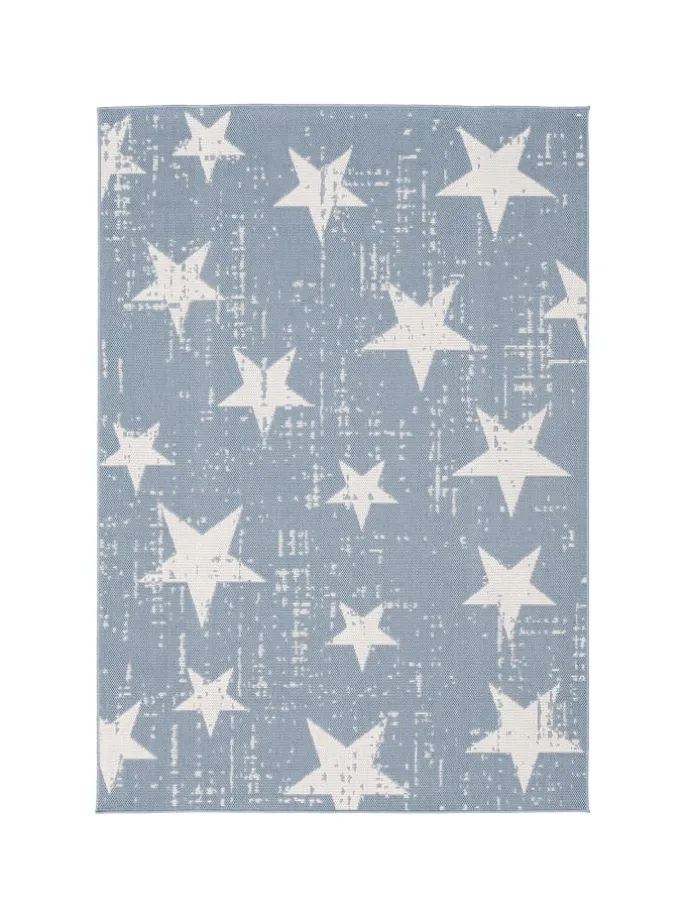 In & Outdoor Teppich Flachgewebe Marbella Sterne in Blau