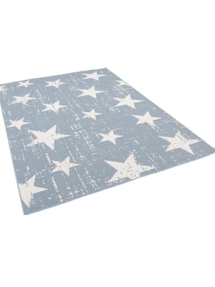 In & Outdoor Teppich Flachgewebe Marbella Sterne in Blau