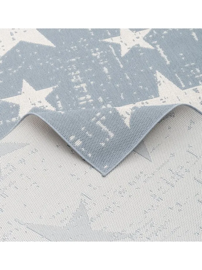 In & Outdoor Teppich Flachgewebe Marbella Sterne in Blau