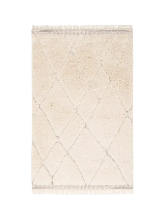 In & Outdoor Teppich Shaggy Sylt Rauten in Creme