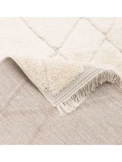 In & Outdoor Teppich Shaggy Sylt Rauten in Creme