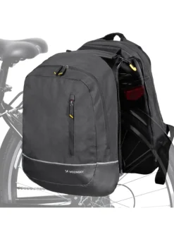 2in1 Doppel-Fahrradtasche 30L Rucksack Schwarz