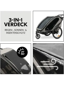 3in1 Fahrradanhänger Bike N Walk Duo für in grau