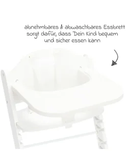 2in1 Hochstuhl Pia mit 5-Punkt-Gurt, abnehmbarem in weiss