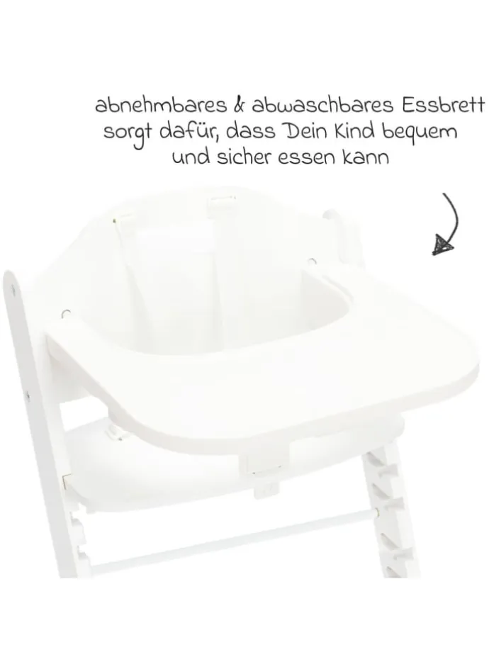 2in1 Hochstuhl Pia mit 5-Punkt-Gurt, abnehmbarem in weiss