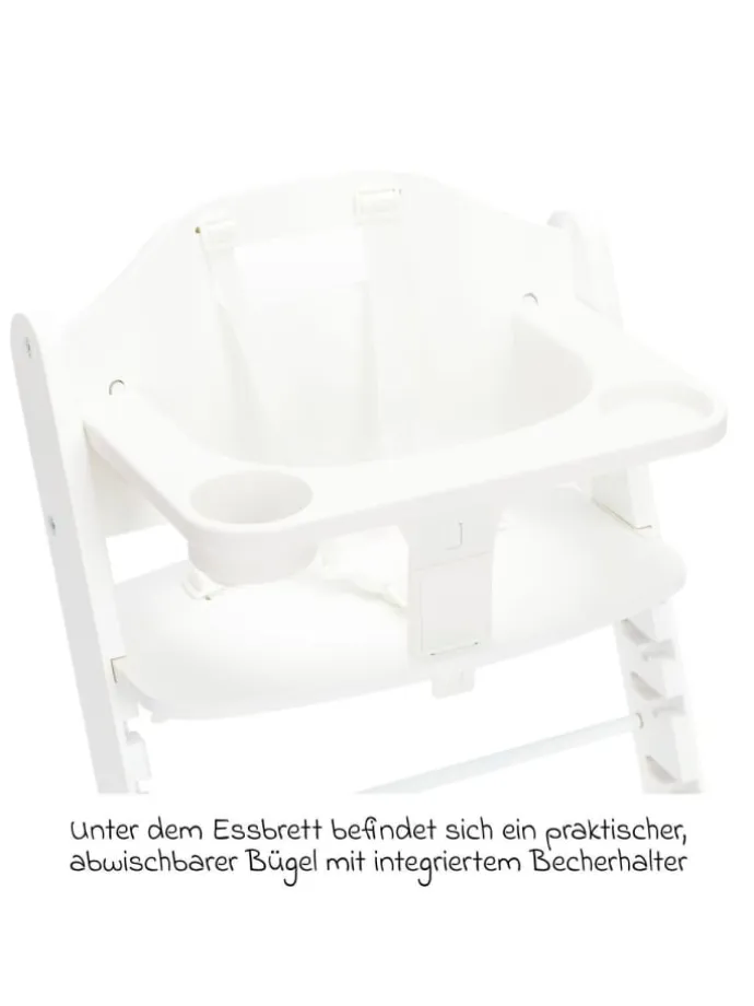2in1 Hochstuhl Pia mit 5-Punkt-Gurt, abnehmbarem in weiss