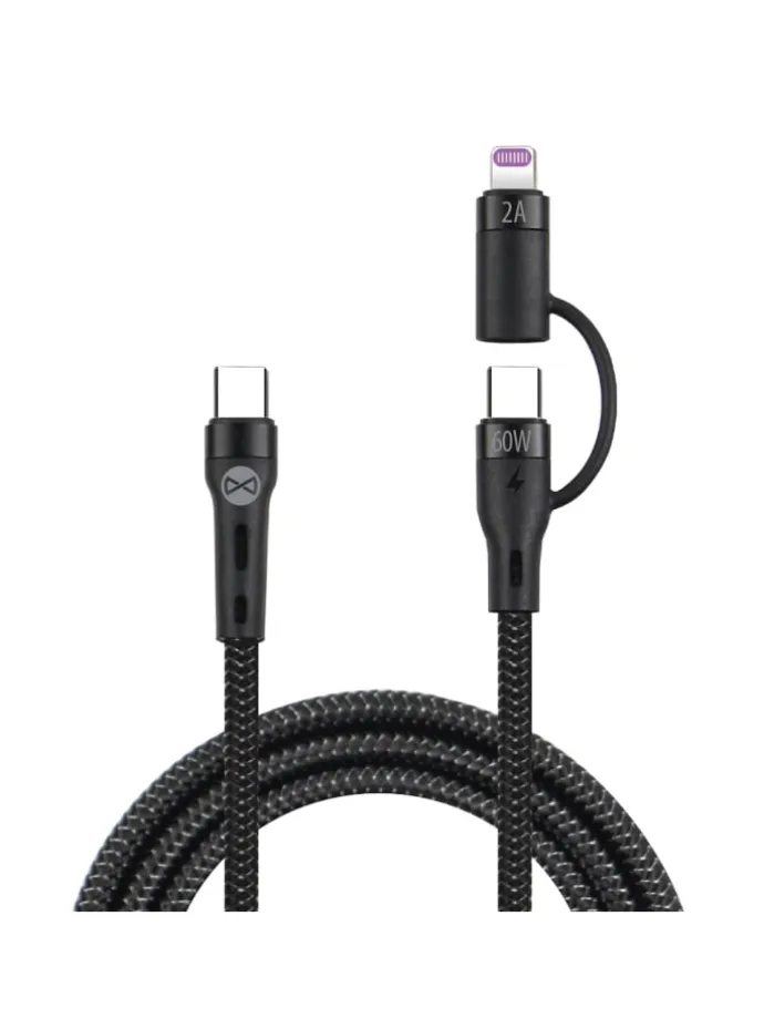 2in1 Kabel USB-C - Lightning + USB-C 1,0m 60W