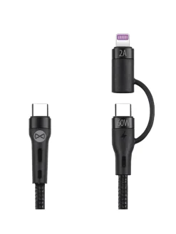 2in1 Kabel USB-C - Lightning + USB-C 1,0m 60W