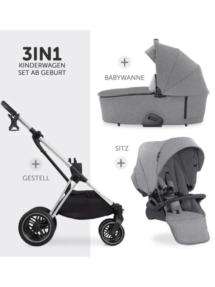 3in1 Kinderwagen-Set Vision X Trio Set Black in grau