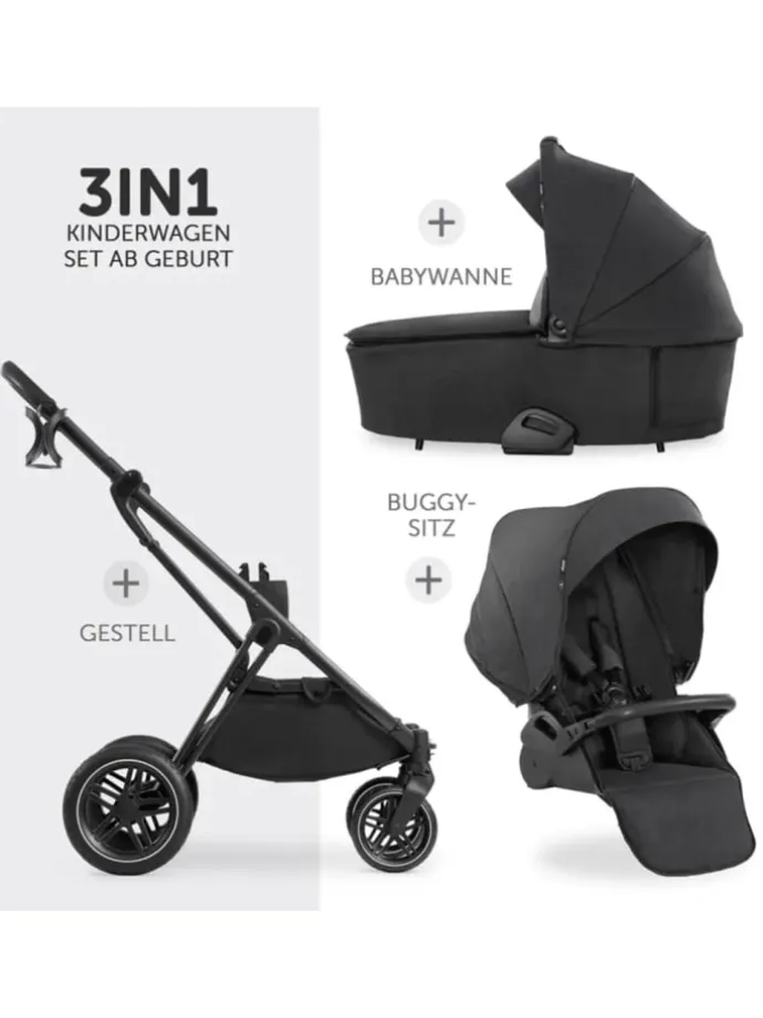 3in1 Kinderwagen-Set Vision X Trio Set Black in schwarz