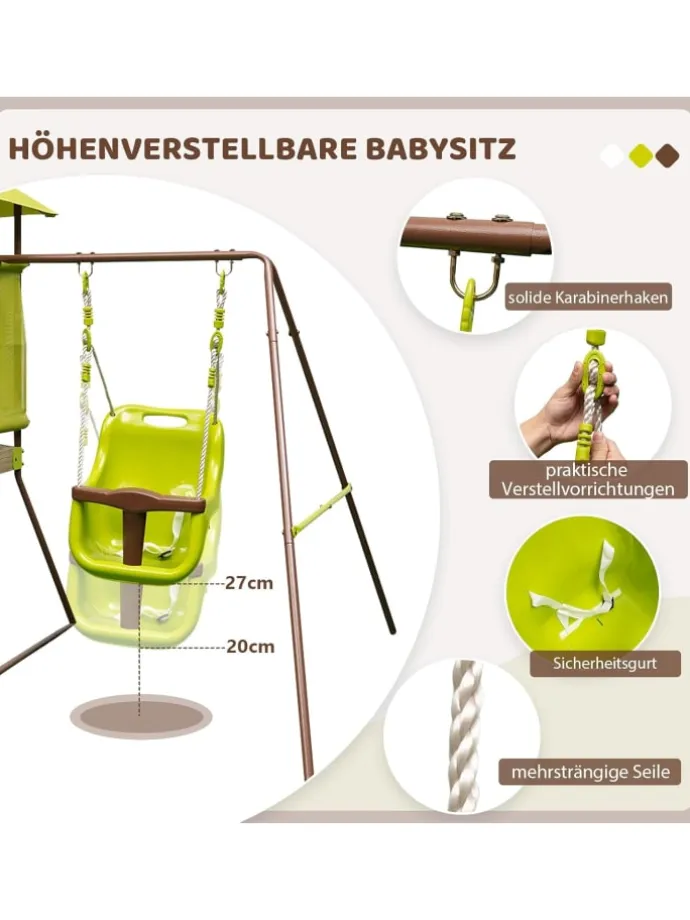 4-in-1 Spielturm Garten 3-7 Jahre in Grün