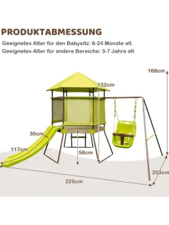 4-in-1 Spielturm Garten 3-7 Jahre in Grün