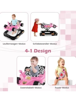 4 in 1 Baby Lauflernhilfe in Rosa