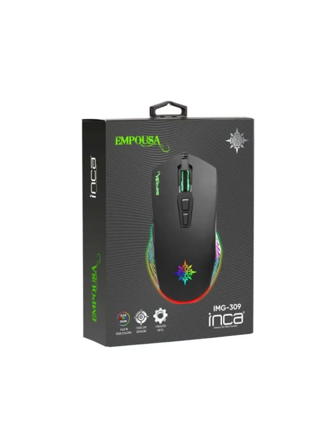 Inca-IMG-309 Empouse RGB Licht Makro Tasten Professional Gaming Maus in schwarz
