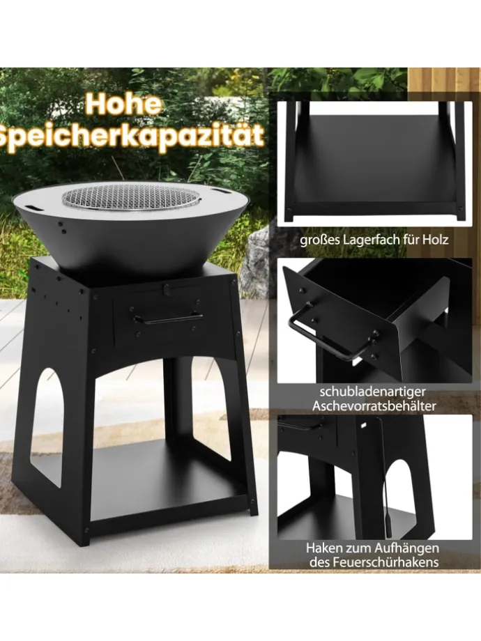 2-in-1 Feuerstelle in Schwarz