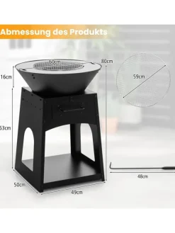 2-in-1 Feuerstelle in Schwarz