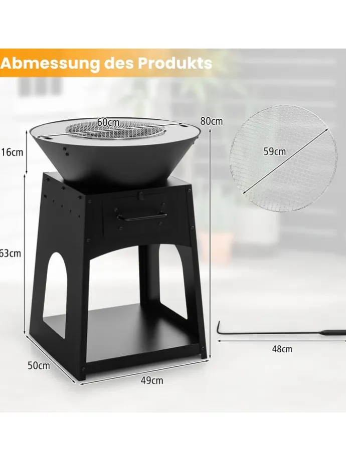 2-in-1 Feuerstelle in Schwarz