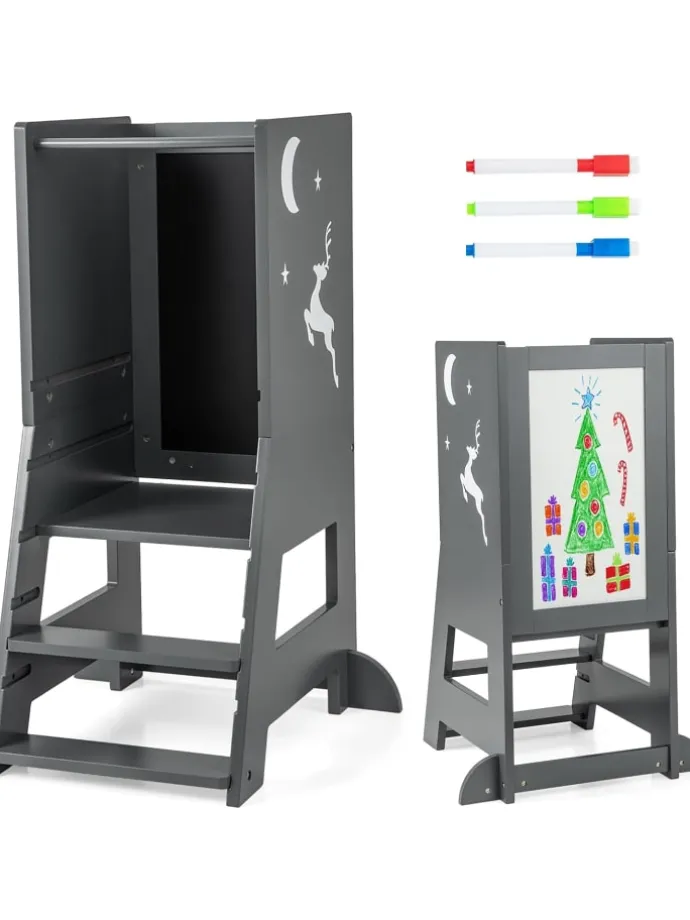 2 in 1 Tritthocker 1-7 Jahre in Grau