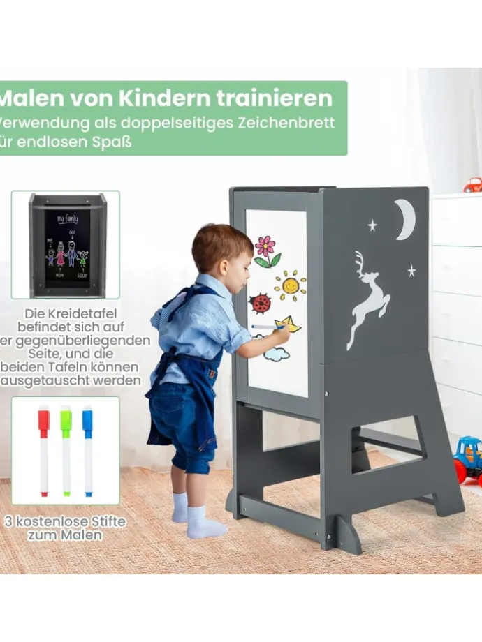2 in 1 Tritthocker 1-7 Jahre in Grau