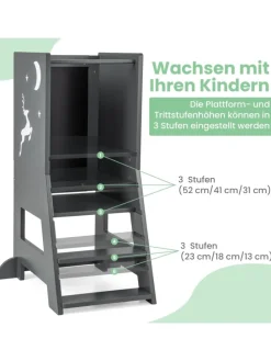 2 in 1 Tritthocker 1-7 Jahre in Grau
