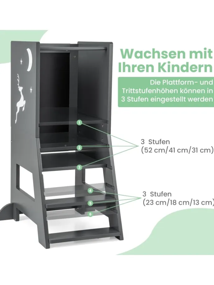 2 in 1 Tritthocker 1-7 Jahre in Grau