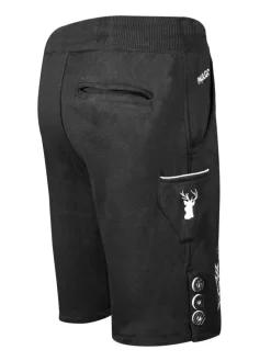 Jogginghose Design Trachten Lederhose Bermuda Shorts Kurz JOK3 in Schwarz