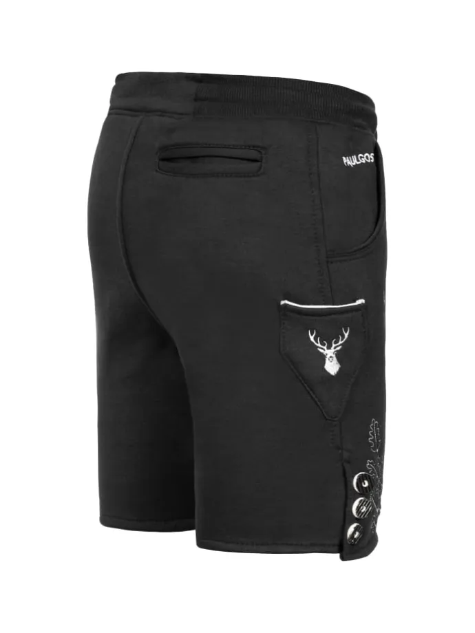 Jogginghose Design Trachten Lederhose Bermuda Shorts Kurz JOK5 in Schwarz