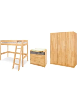 Jugendzimmer-Set Natura breit groß mit Hochbett, 3-tlg.