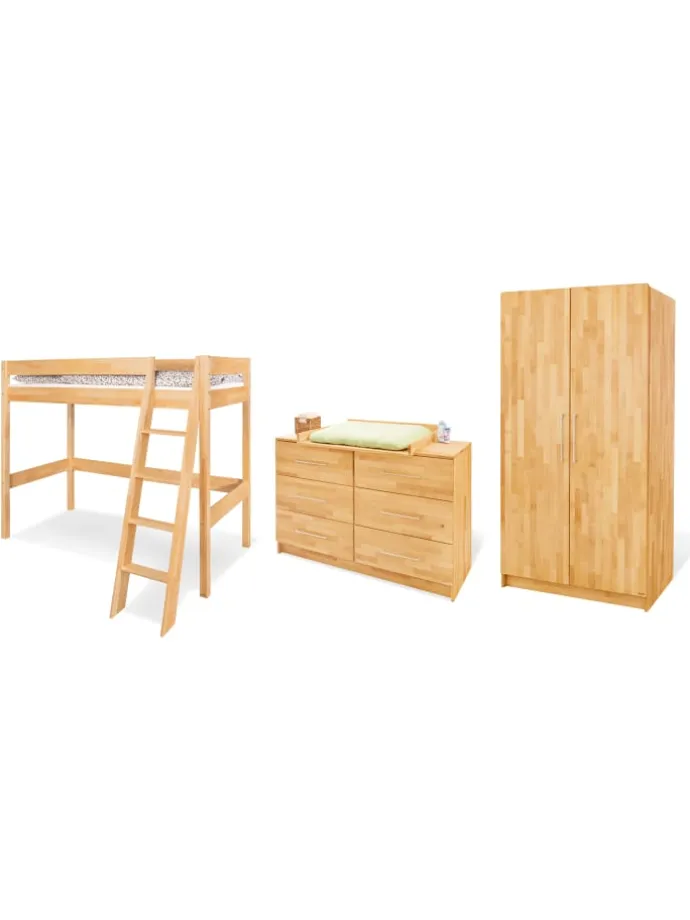 Jugendzimmer-Set Natura extrabreit mit Hochbett, 3-tlg.