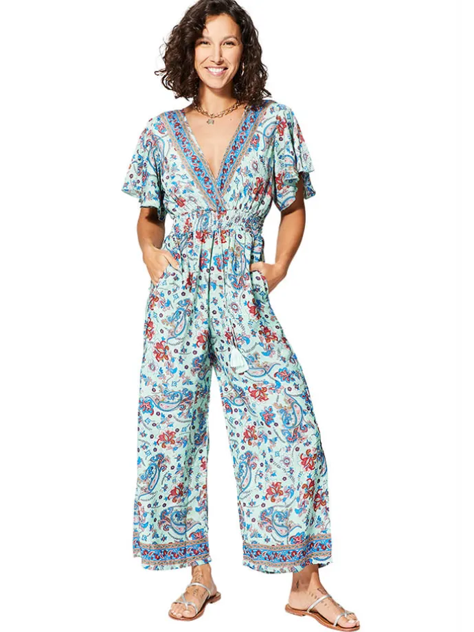 Jumpsuit in Blau/ Hellblau