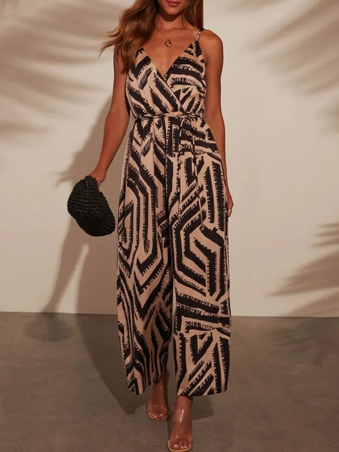 Jumpsuit in Braun/ Beige