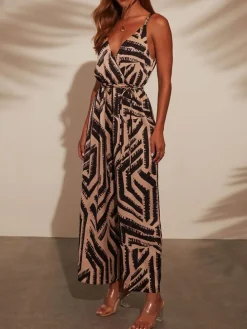 Jumpsuit in Braun/ Beige