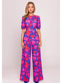 Jumpsuit in Dunkelblau/ Pink