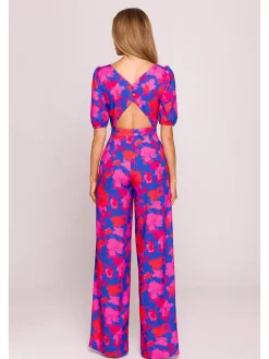 Jumpsuit in Dunkelblau/ Pink