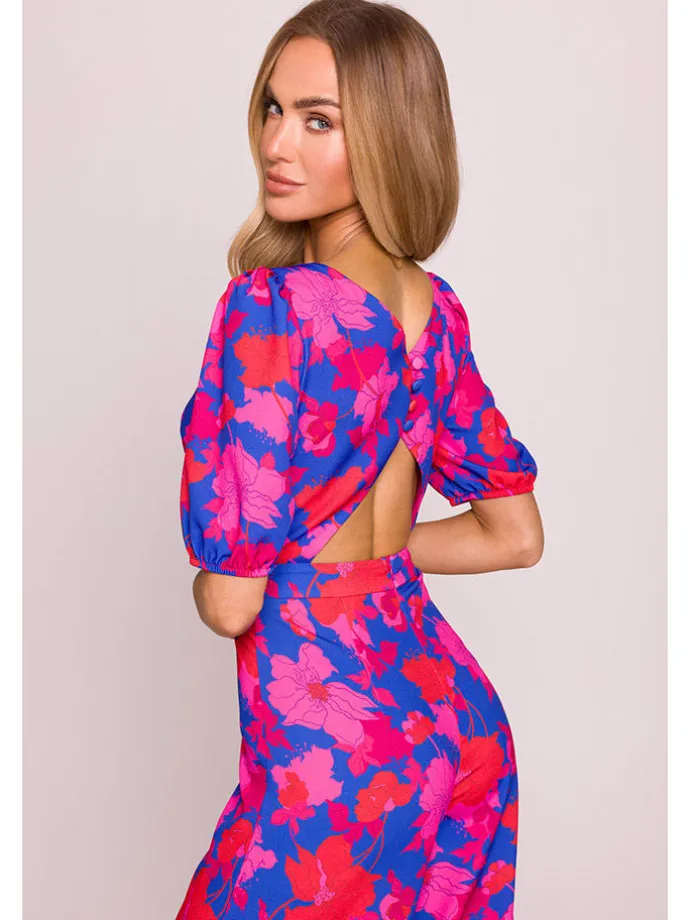 Jumpsuit in Dunkelblau/ Pink