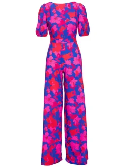 Jumpsuit in Dunkelblau/ Pink