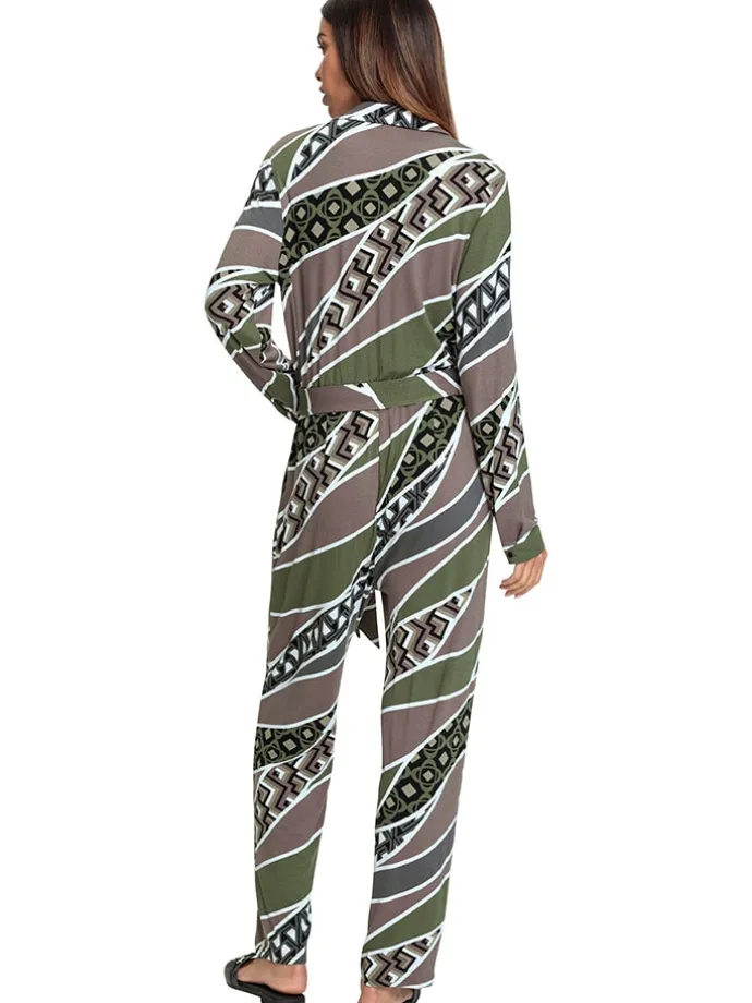 Jumpsuit in Grau/ Grün
