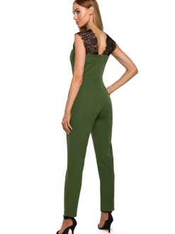 Jumpsuit in Grün/ Schwarz